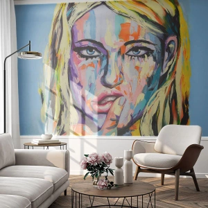 Fotomurali Premium Sand - Guardala dritto negli occhi - Donna, Ritratto di una donna, Ragazza - 100x70 cm