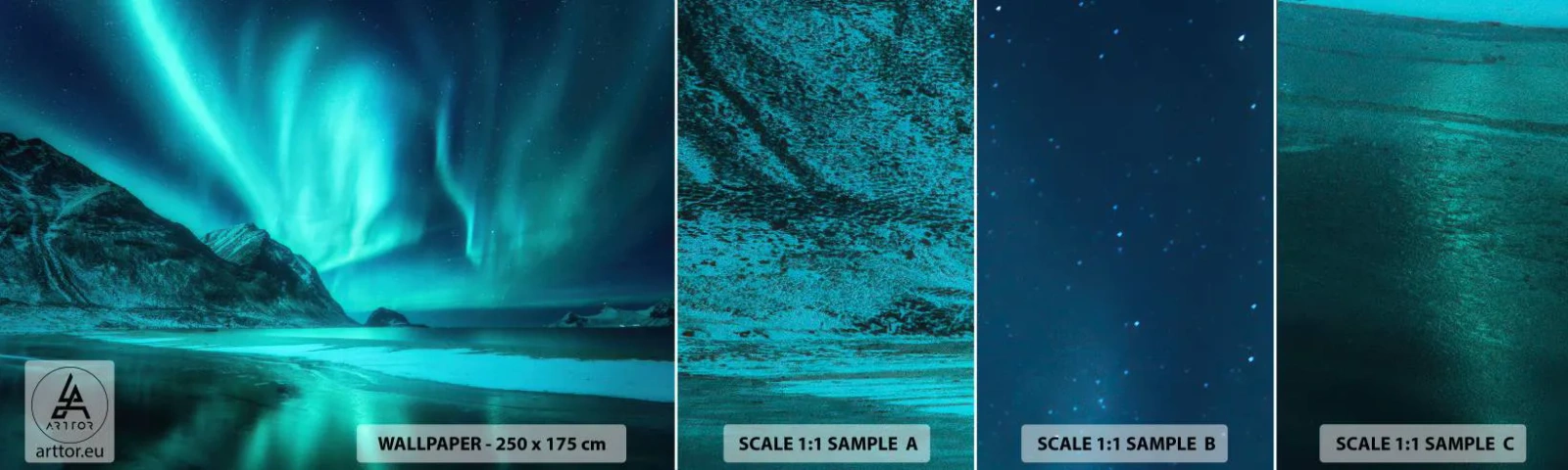 Campione Di Fotomurale Standard Eco - Miracolo del Nord - Paesaggio, Polo Nord, Aurora boreale - 100x30 cm