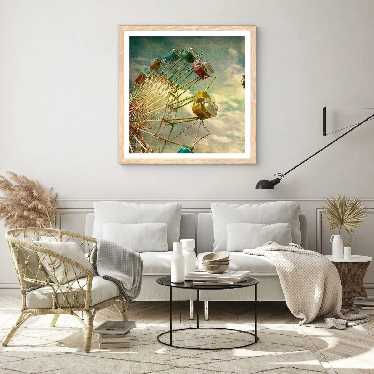 Poster in cornice rovere chiaro - Il divertimento comincia... - 40x40 cm