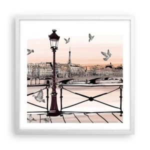 Poster in cornice bianca - Sui tetti di Parigi - 50x50 cm