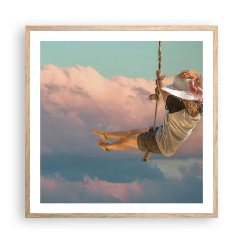 Poster in cornice rovere chiaro - Divertimento tra le nuvole - 60x60 cm