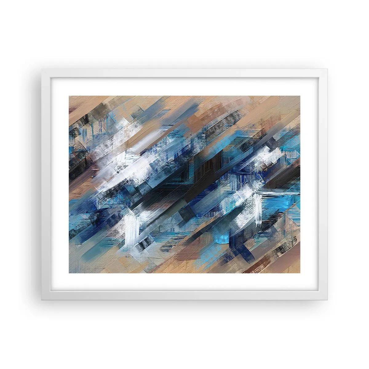 Poster in cornice bianca - Sulla diagonale blu - 50x40 cm