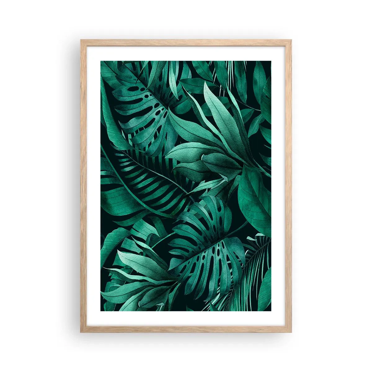 Poster in cornice rovere chiaro - Dal profondo del verde tropicale - 50x70 cm