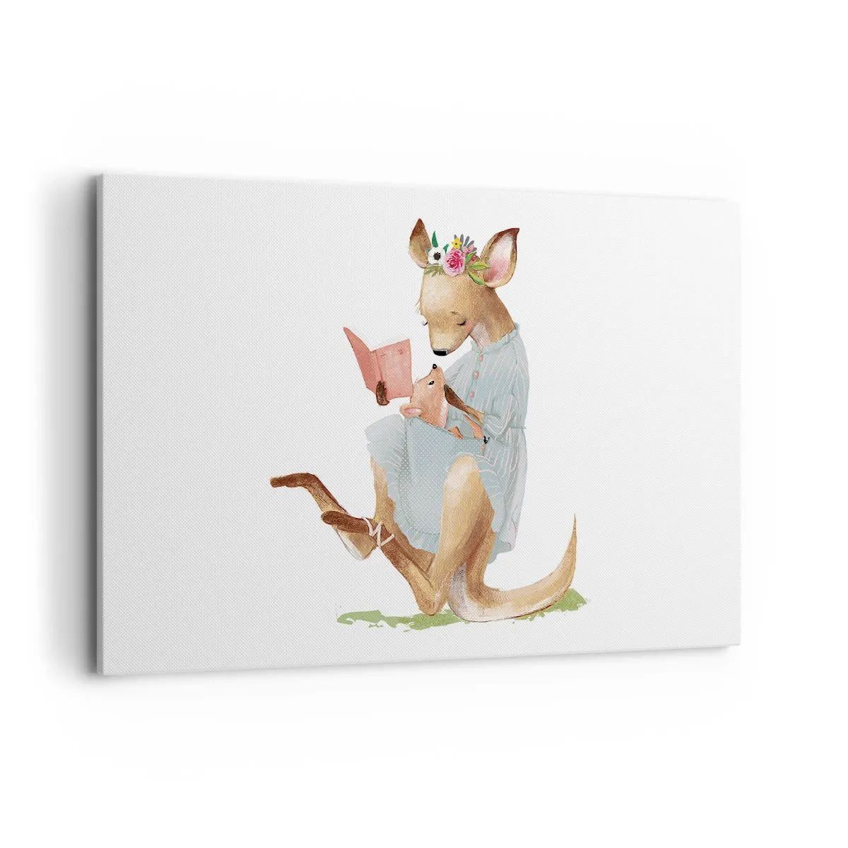 Quadro su tela - Stampe su Tela - Kanga legge un libro con un bambino - 120x80cm - Mamma, leggimi - Decorazione murale moderna per soggiorno e camera da letto ARTTOR