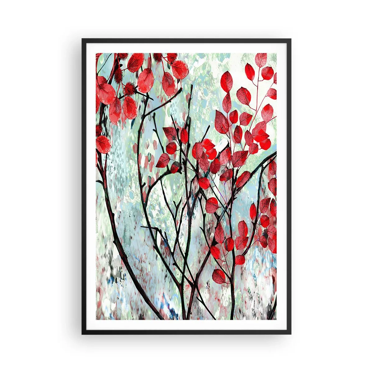 Poster in cornice nera - Albero in scarlatto - 70x100 cm