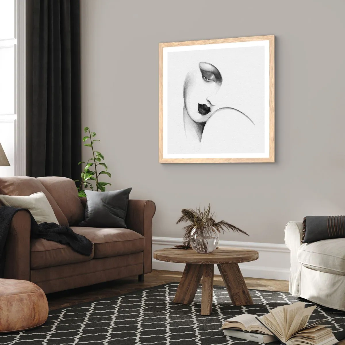 Poster in cornice rovere chiaro - Nello stile di Lempicka - 60x60 cm