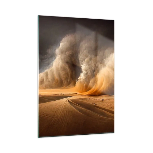 Quadro su vetro - Una tempesta di sabbia sul deserto in una luce spettacolare - 50x70cm - L'ira del deserto - Decorazione murale moderna per soggiorno e camera da letto ARTTOR