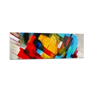 Quadro su vetro - Composizione geometrica astratta in colori vivaci - 160x50cm - Intreccio multicolore - Decorazione murale moderna per soggiorno e camera da letto ARTTOR