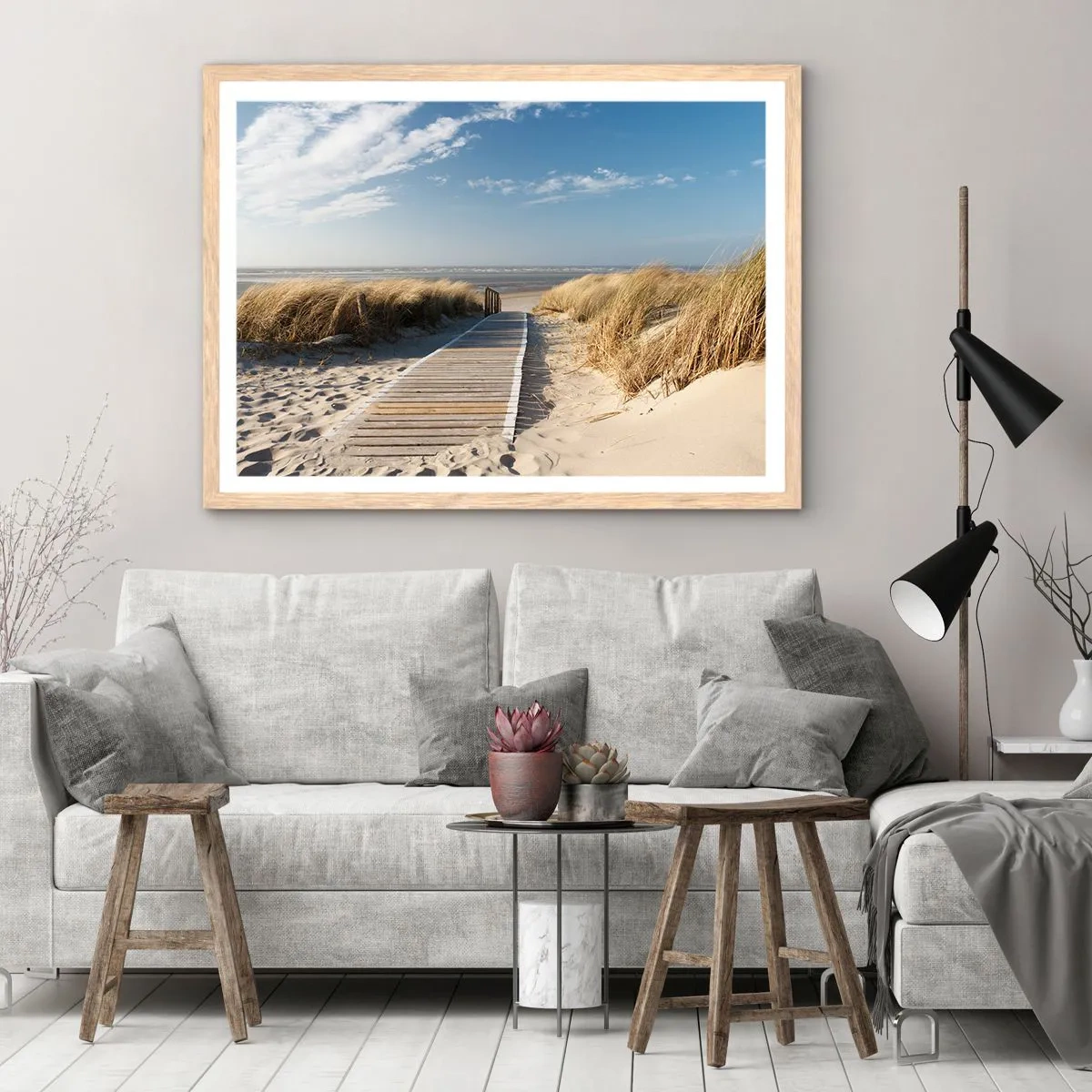 Poster in cornice rovere chiaro - Dopo la duna, nel fruscio dell'erba - 50x40 cm