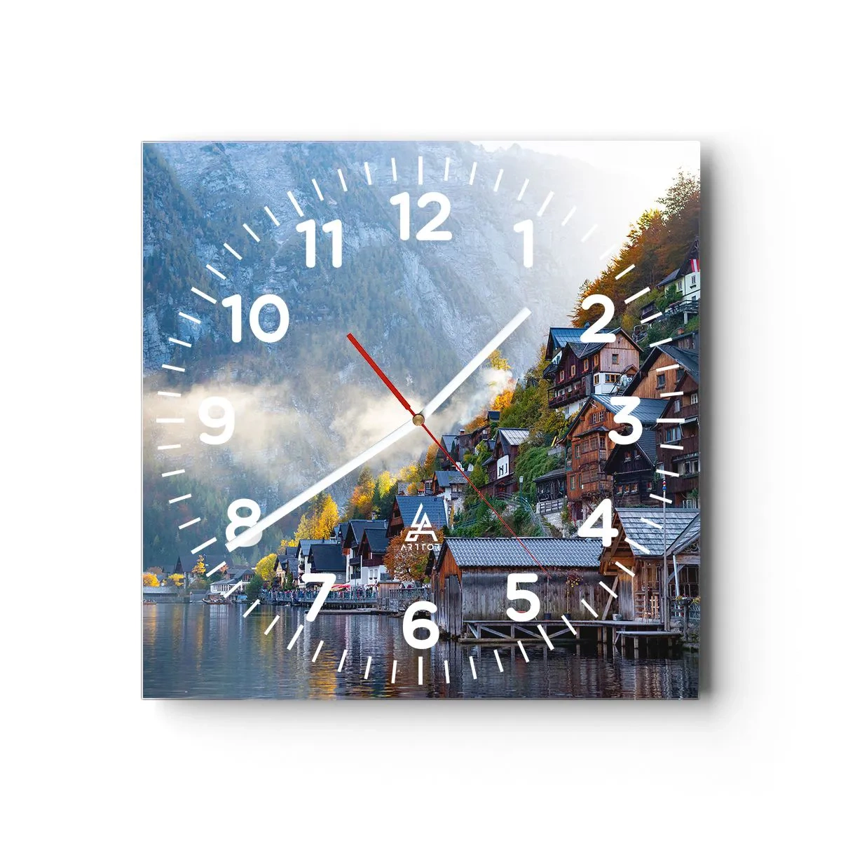Orologio da parete - Orologio in Vetro - Atmosfera alpina - 40x40 cm