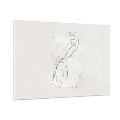 Quadro su vetro - Silhouette sagomata di una donna nei toni del beige - 100x70cm - Errando con lo sguardo - Decorazione murale moderna per soggiorno e camera da letto ARTTOR