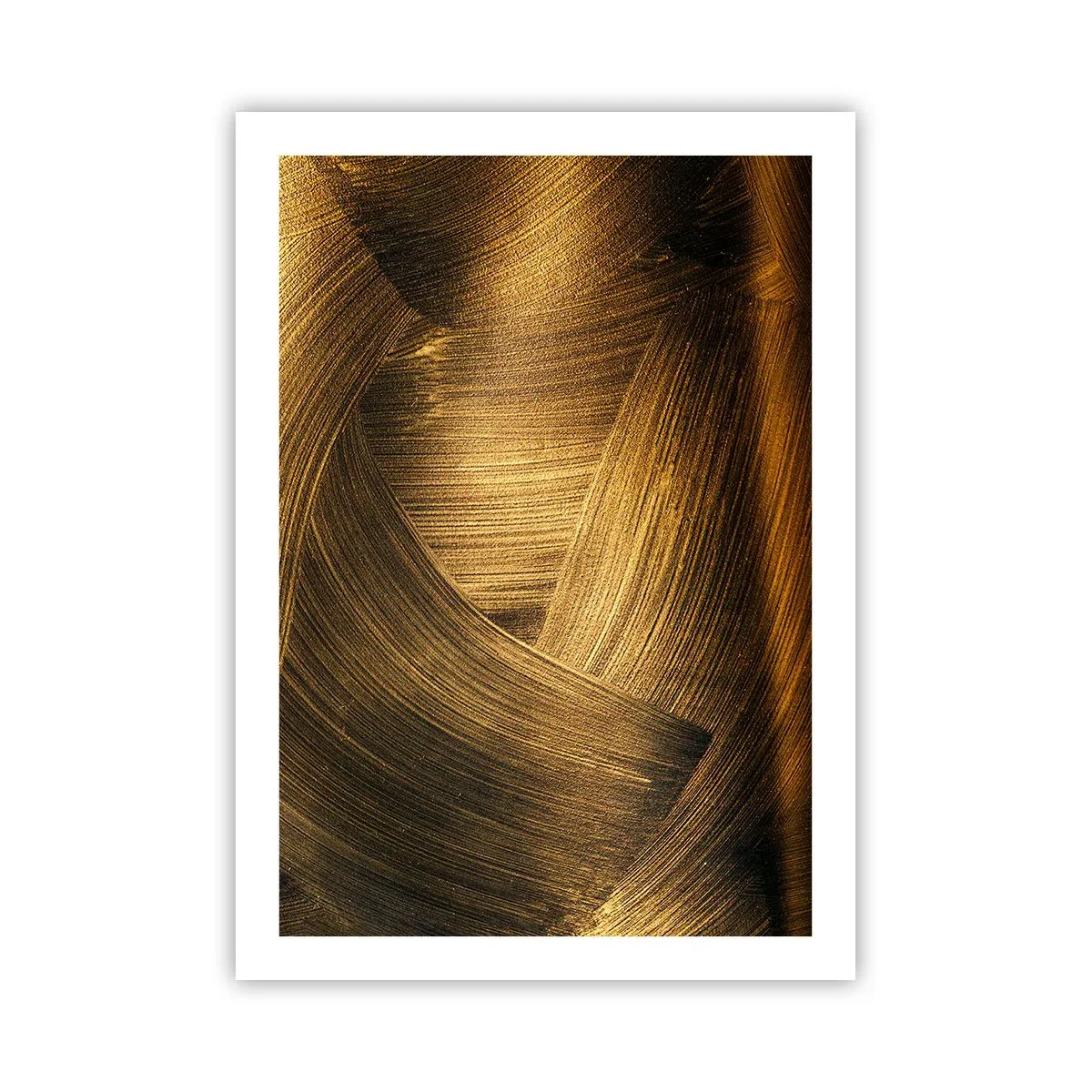 Poster - Pennellate astratte dorate su uno sfondo scuro - 50x70cm - Nel labirinto d'oro - Decorazione murale moderna per soggiorno e camera da letto ARTTOR