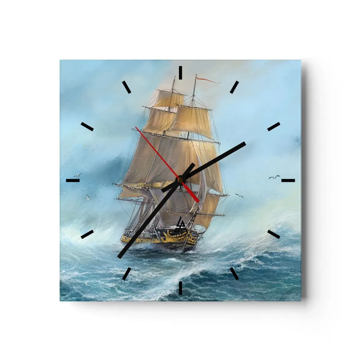 Orologio da parete - Orologio in Vetro - Frangendo i flutti - 40x40 cm