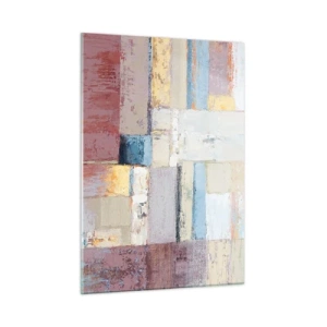 Quadro su vetro - Composizione geometrica astratta in colori pastello - 50x70cm - La pace della geometria - Decorazione murale moderna per soggiorno e camera da letto ARTTOR