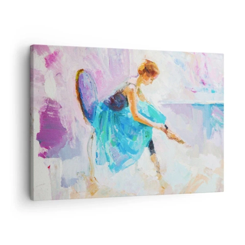 Quadro su tela - Stampe su Tela - Una ballerina si prepara a ballare in tonalità pastello. - 70x50cm - Grazia ineffabile, fascino sottile - Decorazione murale moderna per soggiorno e camera da letto ARTTOR