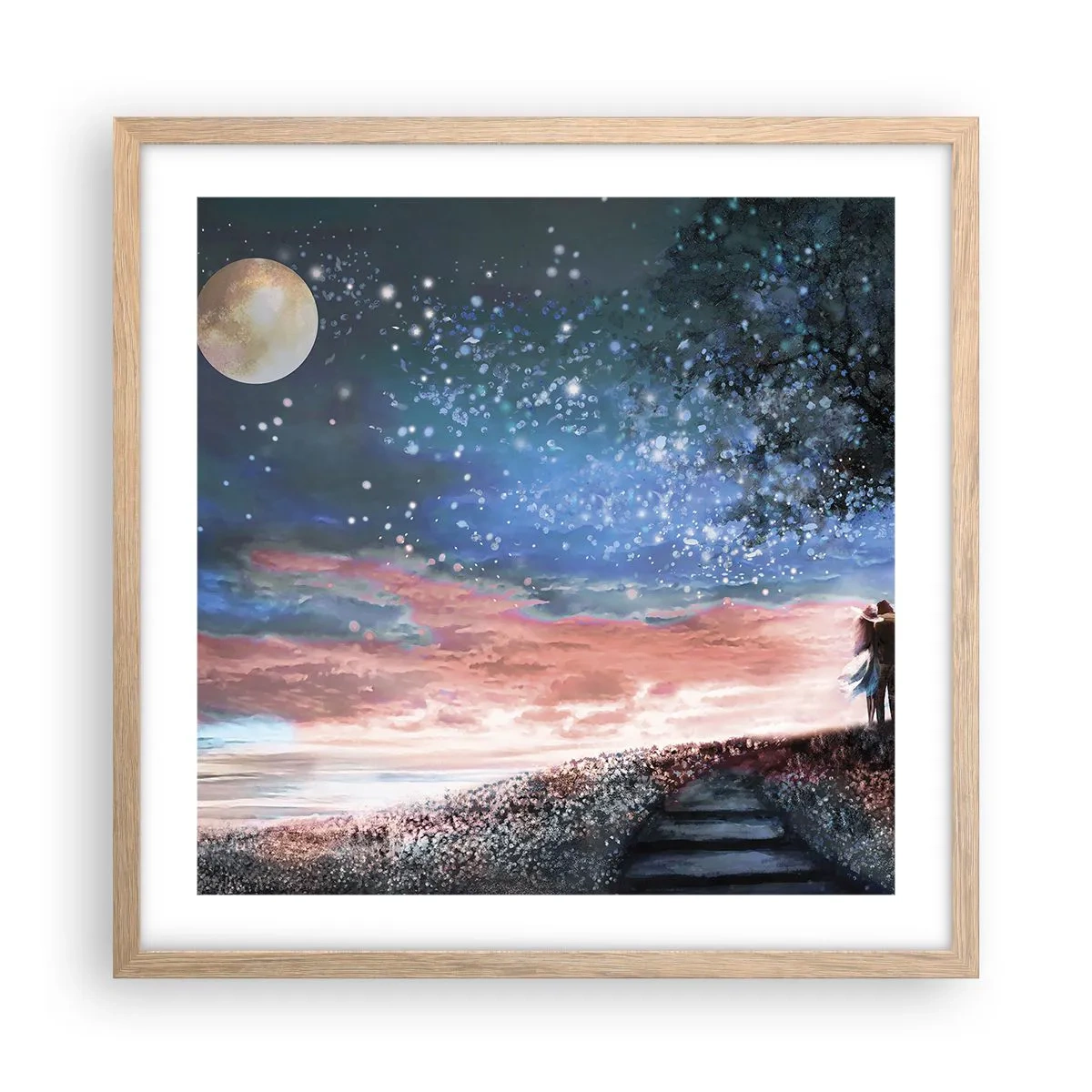 Poster in cornice rovere chiaro - Lo spettacolo delle stelle - 50x50 cm