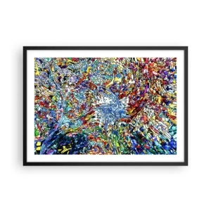 Poster in cornice nera - Un motivo astratto colorato ispirato alla natura - 70x50cm - Vetrate a gocce - Decorazione murale moderna per soggiorno e camera da letto ARTTOR