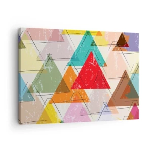Quadro su tela - Stampe su Tela - Astrazione colorata con triangoli geometrici - 70x50cm - Tre alla volta - Decorazione murale moderna per soggiorno e camera da letto ARTTOR