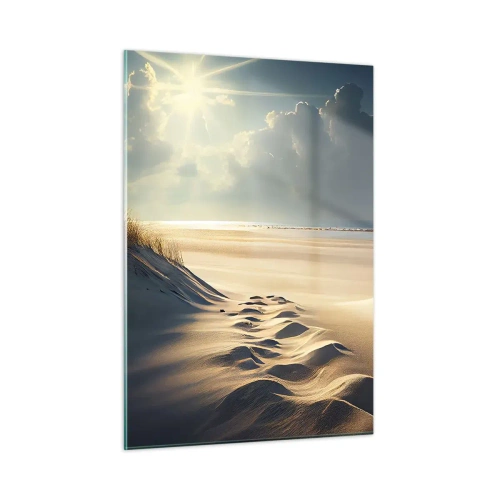 Quadro su vetro - Dune dorate illuminate dai raggi del sole - 50x70cm - Paesaggio rilassante - Decorazione murale moderna per soggiorno e camera da letto ARTTOR