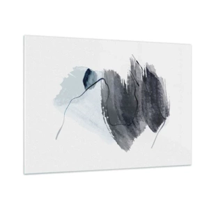 Quadro su vetro - Una composizione astratta nei toni del blu navy e del grigio - 100x70cm - Intensità e movimento - Decorazione murale moderna per soggiorno e camera da letto ARTTOR