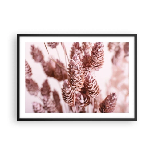 Poster in cornice nera - Un primo piano delle delicate spighe rosa delle erbe ornamentali - 70x50cm - A prima vista poco appariscenti - Decorazione murale moderna per soggiorno e camera da letto ARTTOR