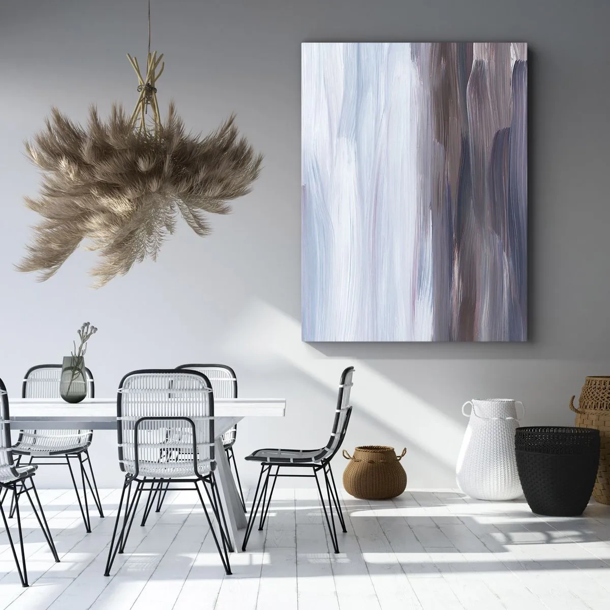 Quadro su tela - Stampe su Tela - Un'astrazione sottile con tratti delicati in toni pastello. - 50x70cm - Gli elementi: l'acqua - Decorazione murale moderna per soggiorno e camera da letto ARTTOR