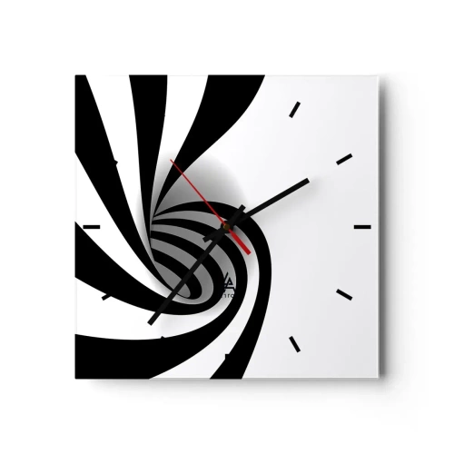 Orologio da parete - Orologio in Vetro - Vortice ottico astratto in bianco e nero - 30x30cm - Eppur si muove - Decorazione murale moderna per soggiorno e camera da letto ARTTOR