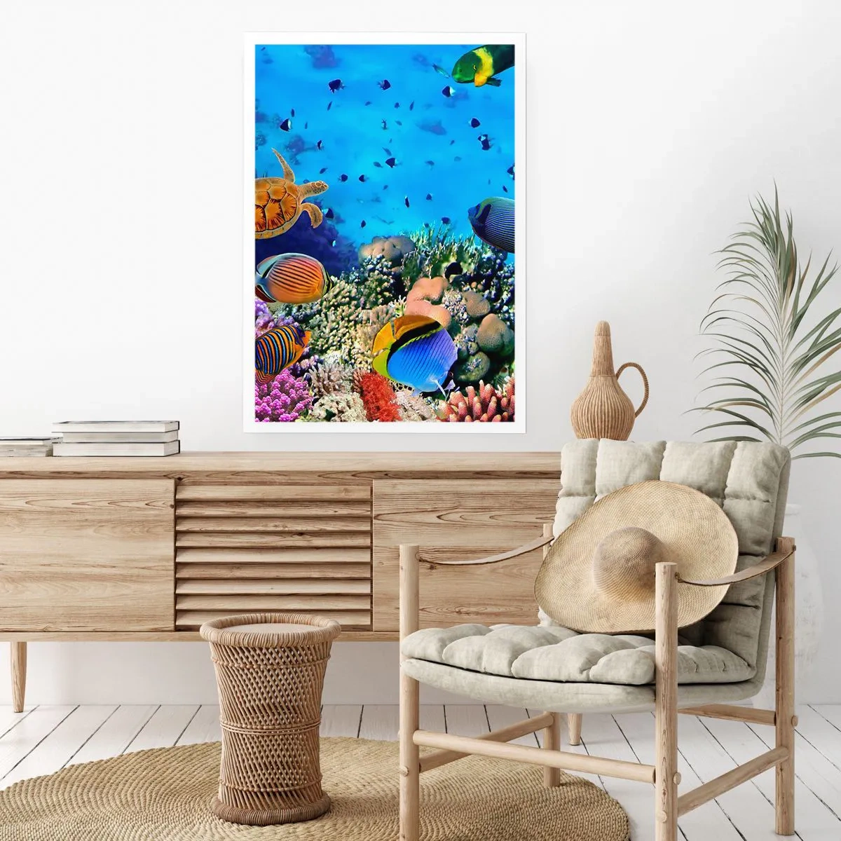 Poster - Il mondo sottomarino di una barriera corallina con pesci tropicali - 50x70cm - Ma cosa sappiamo della vita... - Decorazione murale moderna per soggiorno e camera da letto ARTTOR