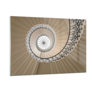 Quadro su vetro - Una vista su una scala a chiocciola che ricorda una conchiglia - 120x80cm - Al centro della chiocciola - Decorazione murale moderna per soggiorno e camera da letto ARTTOR