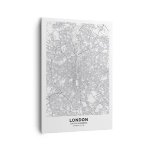 Quadro su tela - Stampe su Tela - Una mappa della città minimalista nei toni del grigio - 70x100cm - Mappa del labirinto di Londra - Decorazione murale moderna per soggiorno e camera da letto ARTTOR