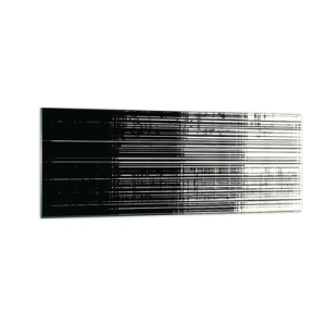 Quadro su vetro - Composizione astratta di linee in bianco e nero contrastanti - 140x50cm - Onde e vibrazioni - Decorazione murale moderna per soggiorno e camera da letto ARTTOR
