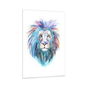 Quadro su vetro - Ritratto ad acquerello di un leone dai colori vivaci - 70x100cm - Aura elettrizzante - Decorazione murale moderna per soggiorno e camera da letto ARTTOR