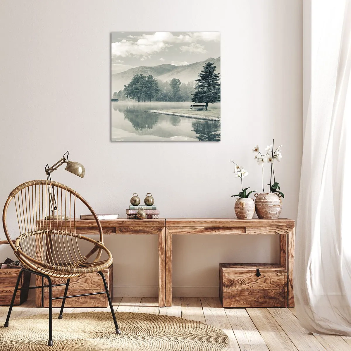 Quadro su tela - Stampe su Tela - Il lago dorme ancora - 40x40 cm