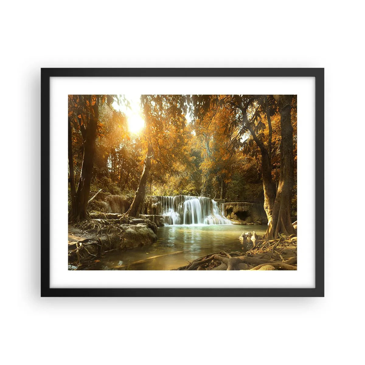 Poster in cornice nera - Cascata nel parco - 50x40 cm