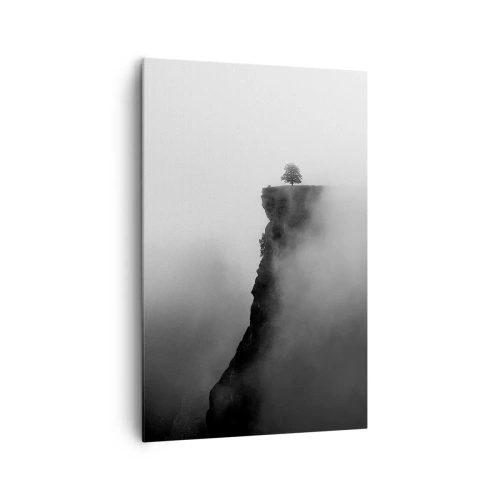 Quadro su tela - Stampe su Tela - Un albero solitario sul bordo di una scogliera circondato dalla nebbia - 80x120cm - Al confine del mondo - Decorazione murale moderna per soggiorno e camera da letto ARTTOR