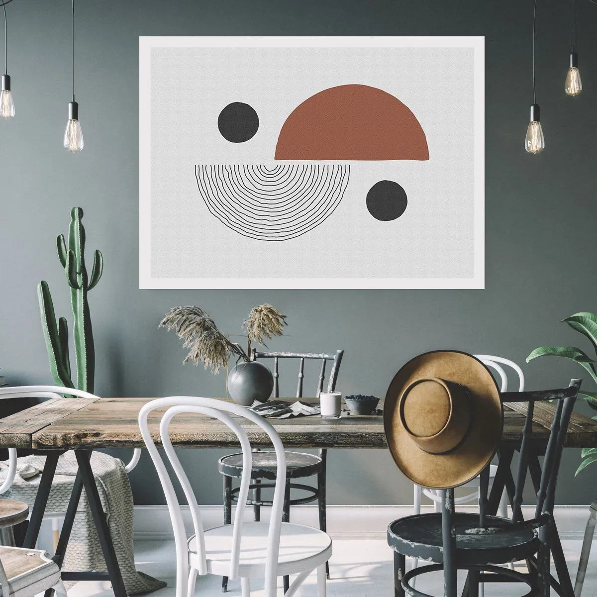 Poster - Forme geometriche nelle tonalità del marrone e del nero - 100x70cm - La perfezione del cerchio - Decorazione murale moderna per soggiorno e camera da letto ARTTOR