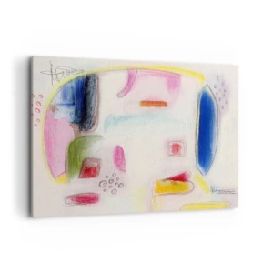 Quadro su tela - Stampe su Tela - Forme astratte colorate su uno sfondo chiaro - 100x70cm - Più convesse che concave o piatte - Decorazione murale moderna per soggiorno e camera da letto ARTTOR