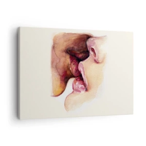 Quadro su tela - Stampe su Tela - Un dipinto ad acquerello raffigurante un primo piano di un volto - 70x50cm - Come notte e giorno, terra e cielo - Decorazione murale moderna per soggiorno e camera da letto ARTTOR