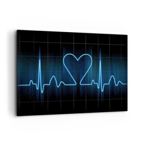 Quadro su tela - Stampe su Tela - Un'ancora di salvezza con un cuore su uno sfondo di monitoraggio medico nei toni del blu. - 100x70cm - Al ritmo del cuore - Decorazione murale moderna per soggiorno e camera da letto ARTTOR