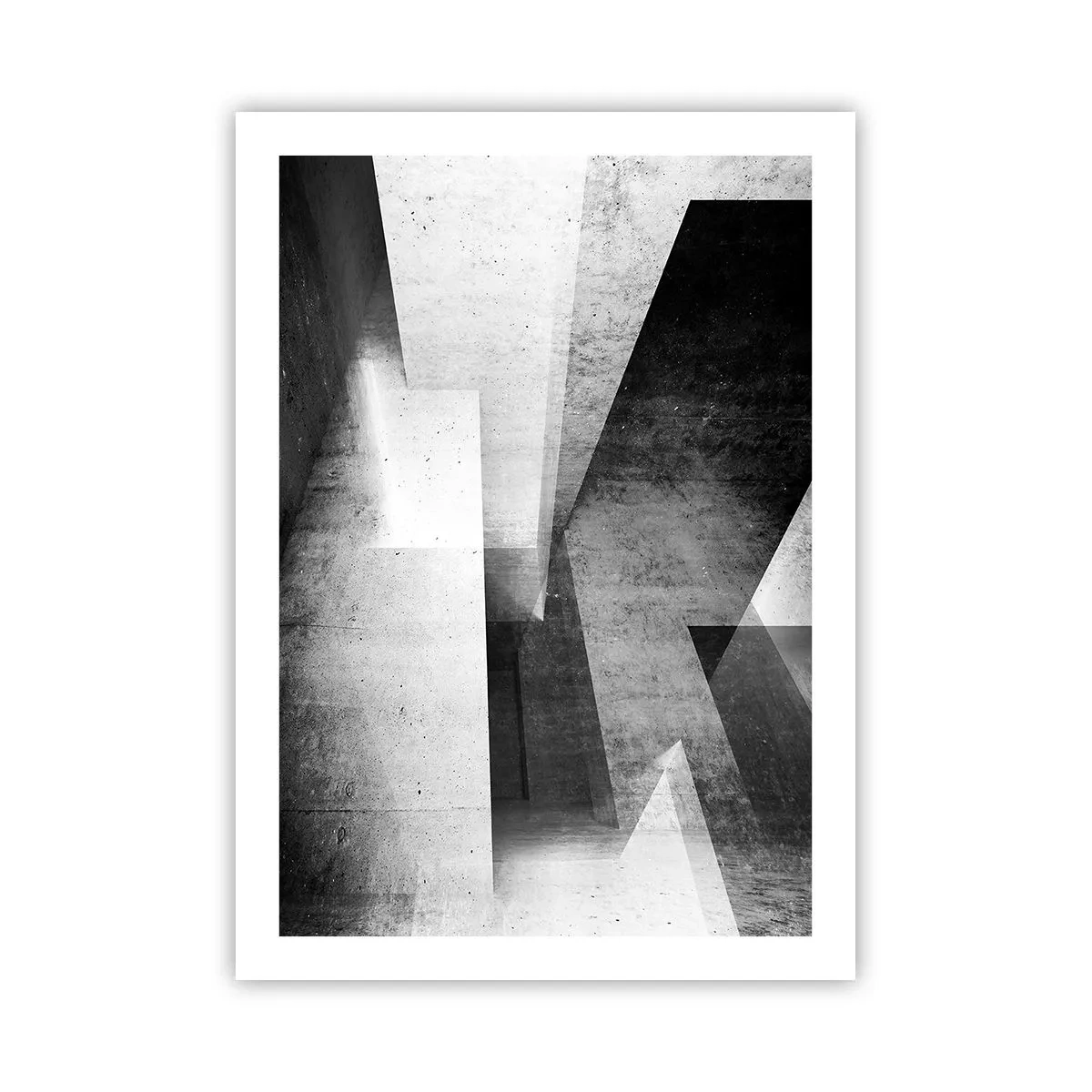 Poster - Astrazione geometrica in bianco e nero - 50x70cm - La struttura dello spazio - Decorazione murale moderna per soggiorno e camera da letto ARTTOR
