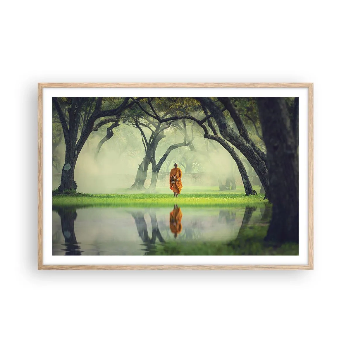 Poster in cornice rovere chiaro - In cammino verso l'illuminazione - 91x61 cm