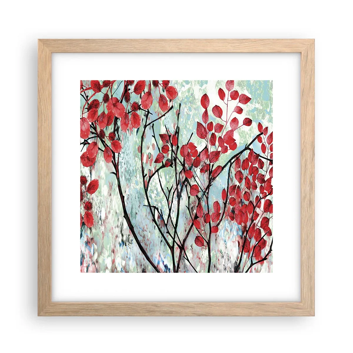 Poster in cornice rovere chiaro - Albero in scarlatto - 30x30 cm