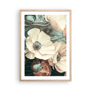 Poster in cornice rovere chiaro - Il sussurro dei papaveri - 50x70 cm