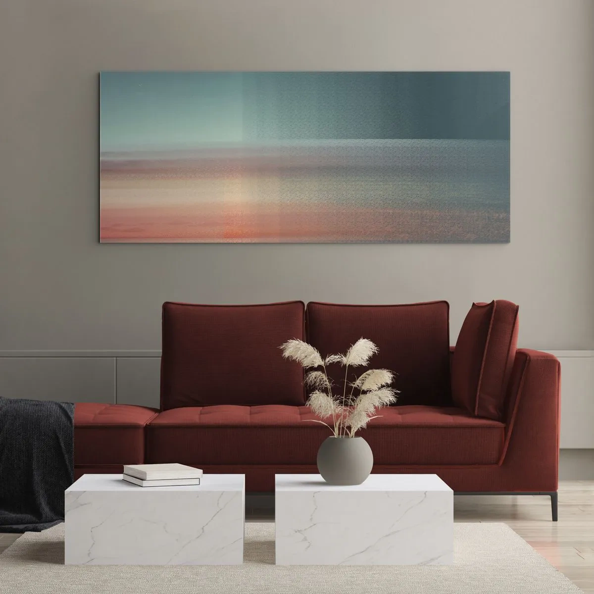 Quadro su vetro - Astrazione: onde di luce - 90x30 cm