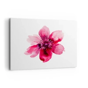 Quadro su tela - Stampe su Tela - Fiore rosa in stile acquerello su sfondo bianco - 100x70cm - Bacio profumato al carminio  - Decorazione murale moderna per soggiorno e camera da letto ARTTOR