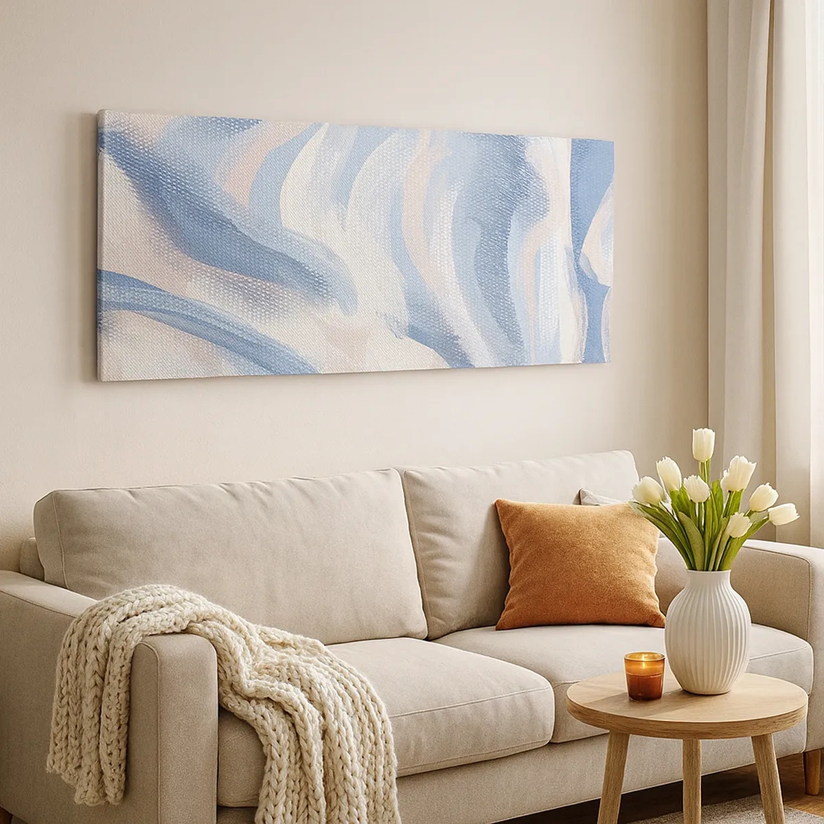 Quadro su tela - Stampe su Tela - Ondulazioni azzurre - 30x30 cm