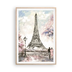 Poster in cornice rovere chiaro - Passeggiata a Parigi in aprile - 70x100 cm
