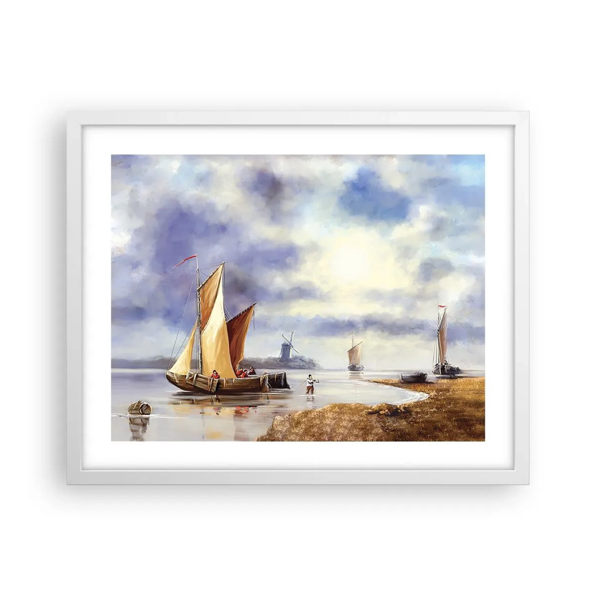 Poster in cornice bianca - Il ritorno dei marinai - 50x40 cm