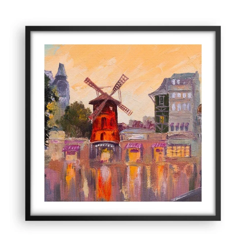 Poster in cornice nera - Le icone di Parigi: il Moulin Rouge - 50x50 cm