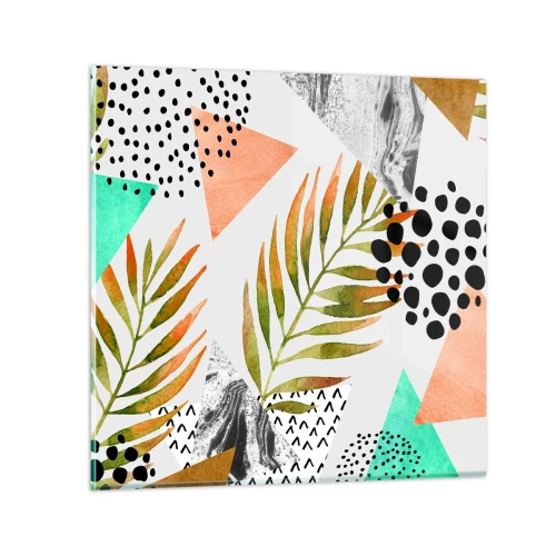 Quadro su vetro - Decorazione con foglie di palma - 30x30 cm
